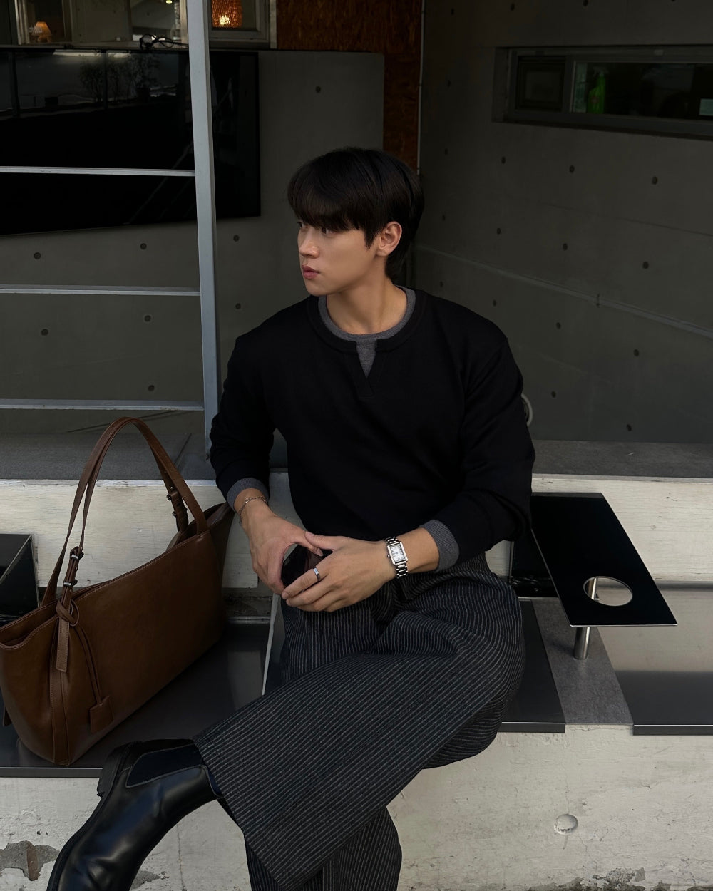 Layered Contrast Knit Top