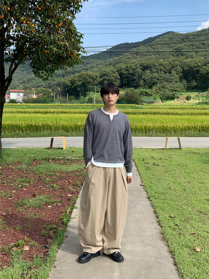 レイヤードコントラストニットトップス
