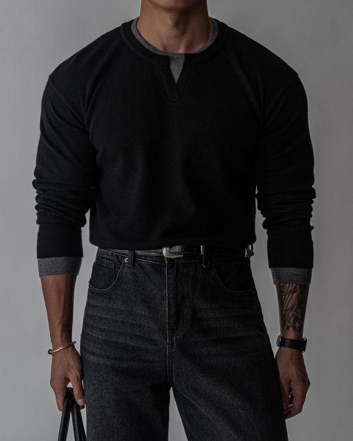 Layered Contrast Knit Top