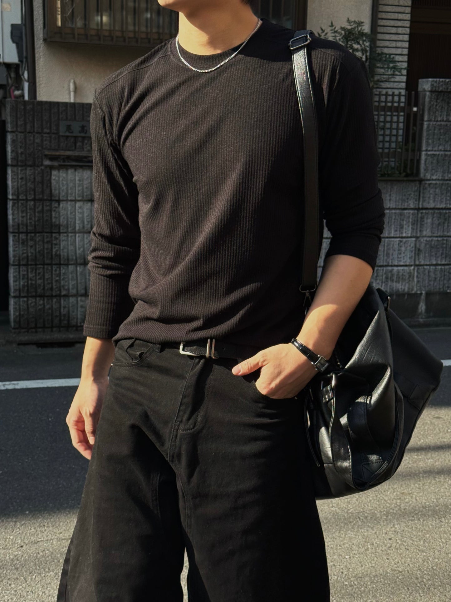 Chrome Muscle Ribbed Long Sleeve T-shirt
