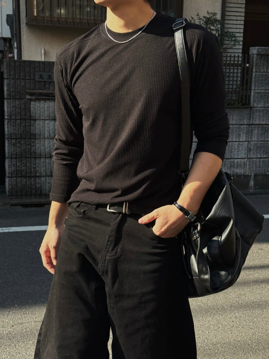 Chrome Muscle Ribbed Long Sleeve T-shirt