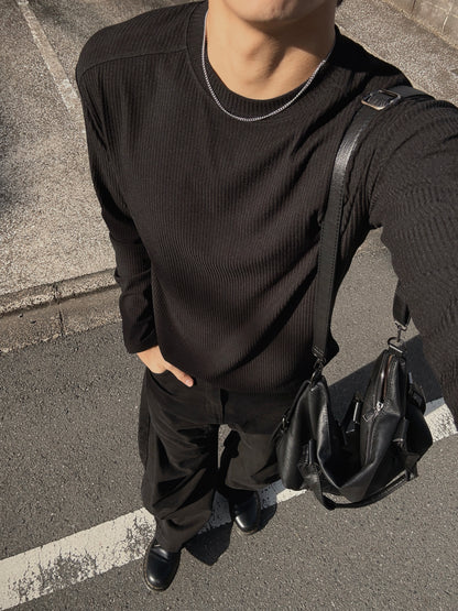 Chrome Muscle Ribbed Long Sleeve T-shirt
