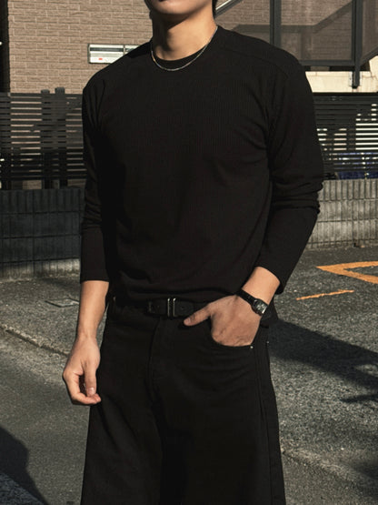Chrome Muscle Ribbed Long Sleeve T-shirt