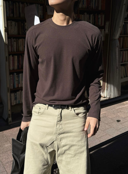 Chrome Muscle Ribbed Long Sleeve T-shirt