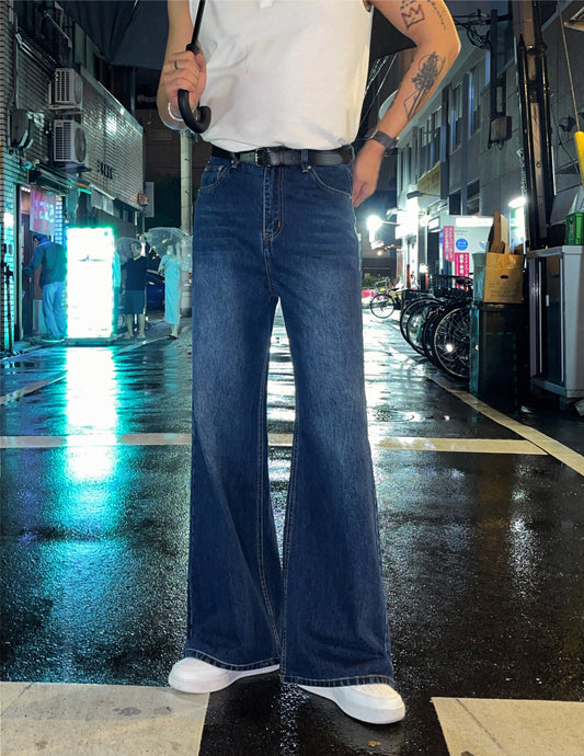 Semi-Flare Wide Denim Pants