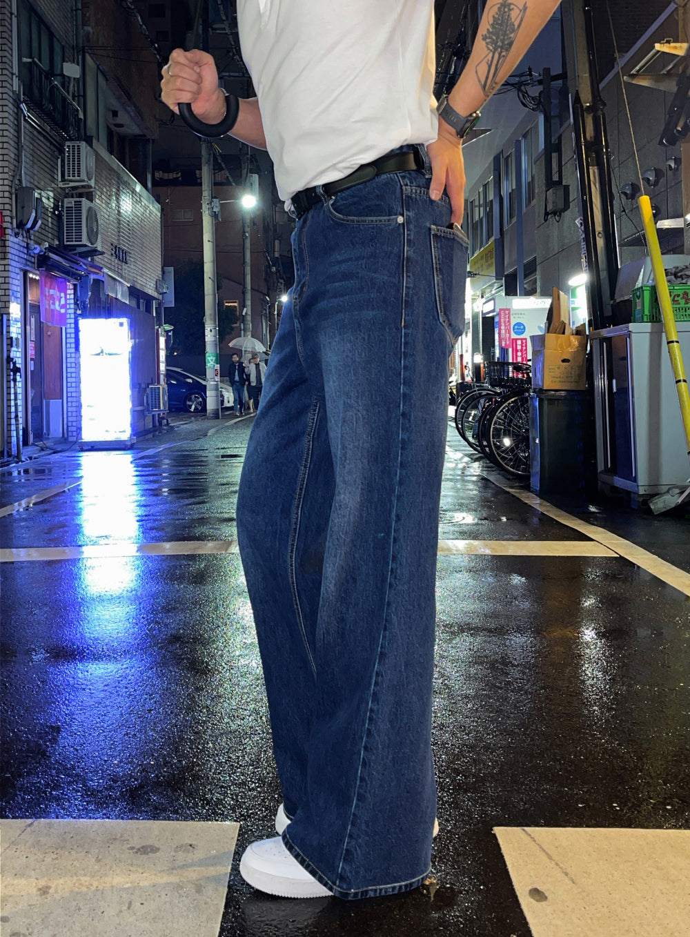 Semi Flare Wide Denim Pants