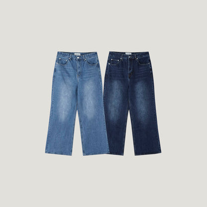 Semi Flare Wide Denim Pants