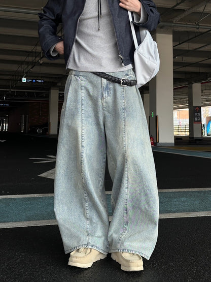 Pin Tuck Balloon Denim Pants