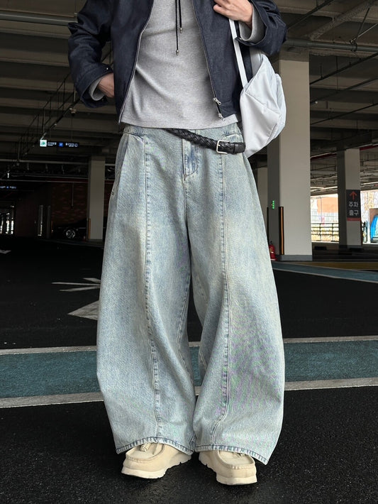 Pin Tuck Balloon Denim Pants