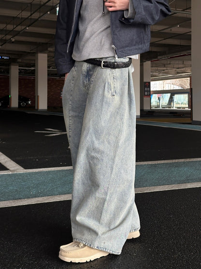 Pin Tuck Balloon Denim Pants