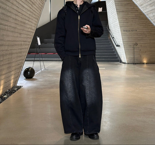 Pin Tuck Balloon Denim Pants