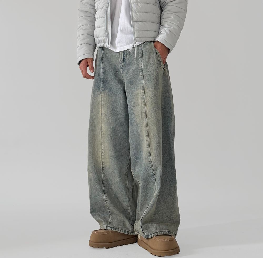 Pin Tuck Balloon Denim Pants