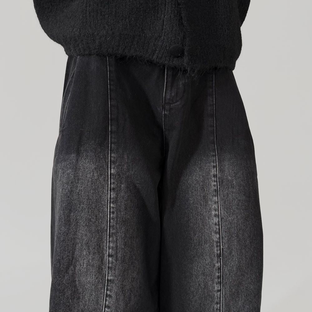 Pin Tuck Balloon Denim Pants