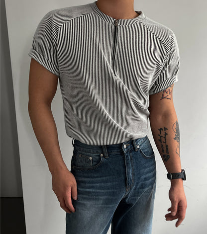 Dual Rib Raglan Zip Knit Tee