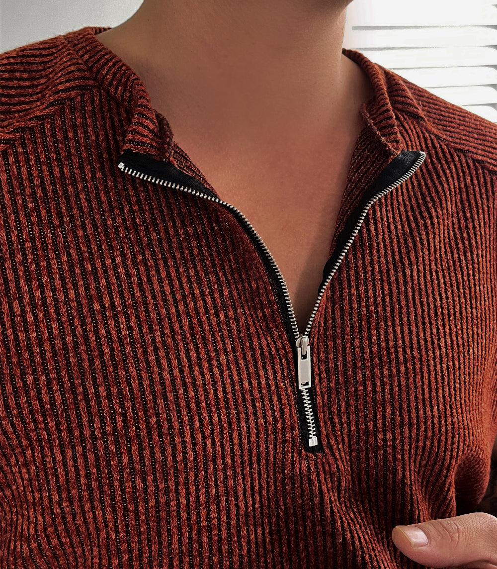 Dual Rib Raglan Zip Knit Tee