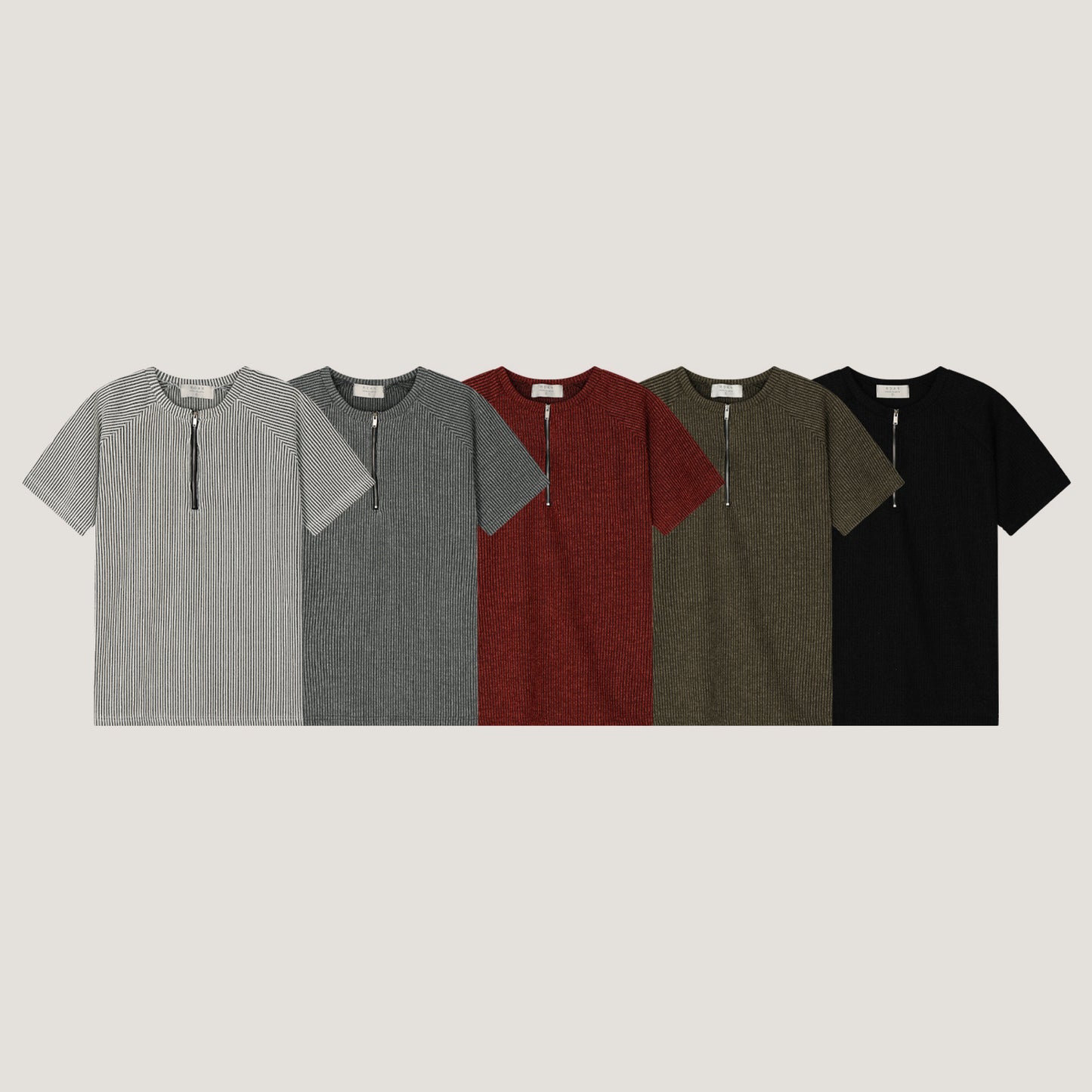 Dual Rib Raglan Zip Knit Tee
