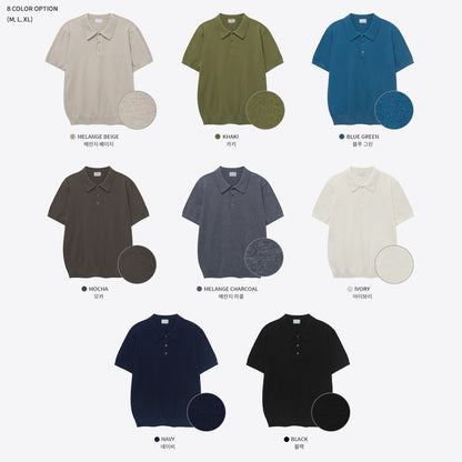 Muscle Fit Project Button Collar Short Sleeve Knit