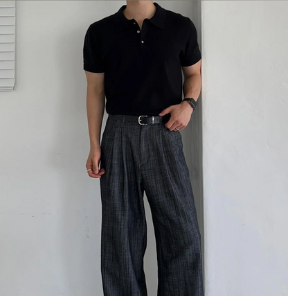 Muscle Fit Project Button Collar Short Sleeve Knit