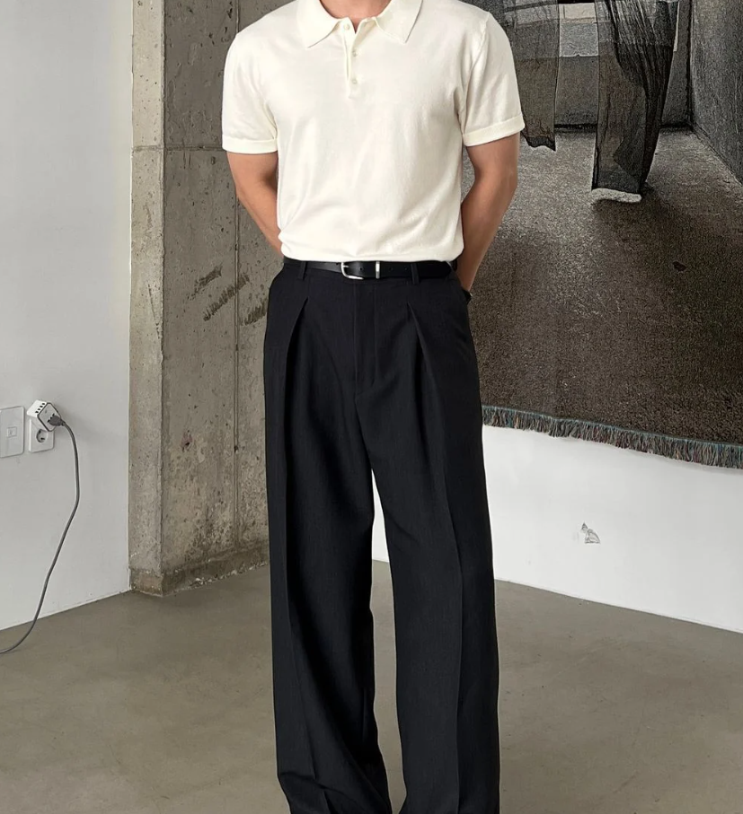 Muscle Fit Project Button Collar Short Sleeve Knit