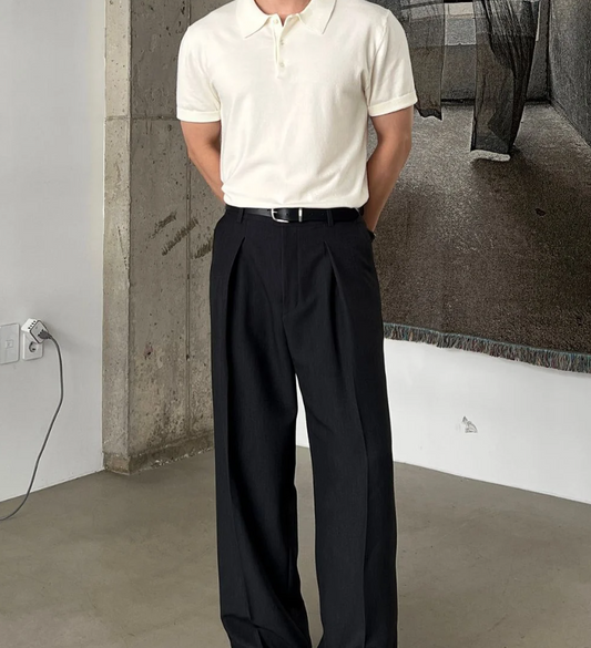Muscle Fit Project Button Collar Short Sleeve Knit