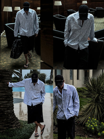 Fringe Stripe Texture Shirt