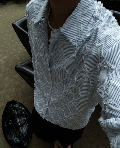 Fringe Stripe Texture Shirt