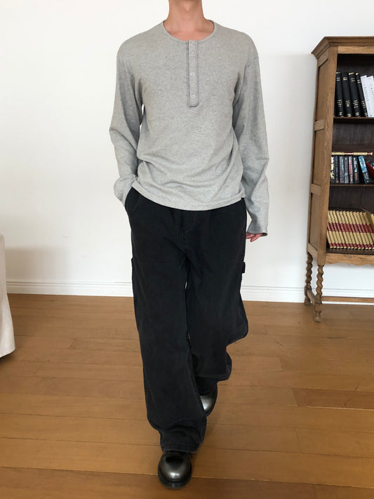 Slub Henley Neck Long Sleeve