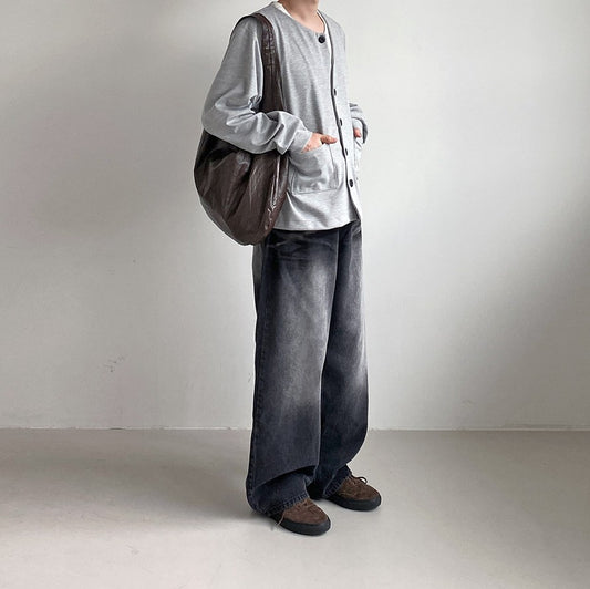 Unbalanced Button Cardigan