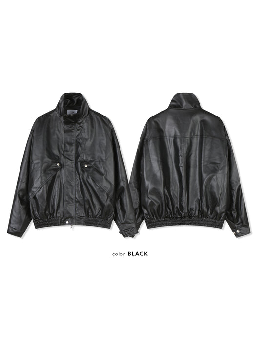 Oversized Vintage Faux Leather Blouson