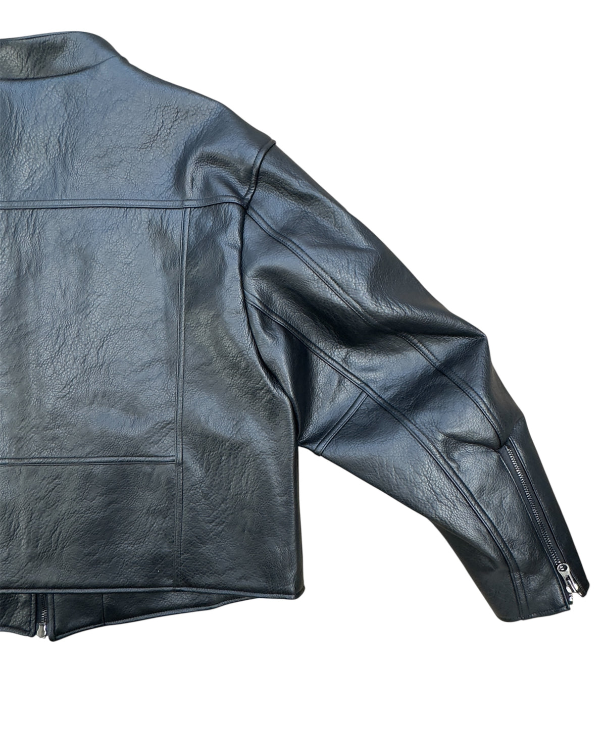 Curved Biker Faux Leather Jacket