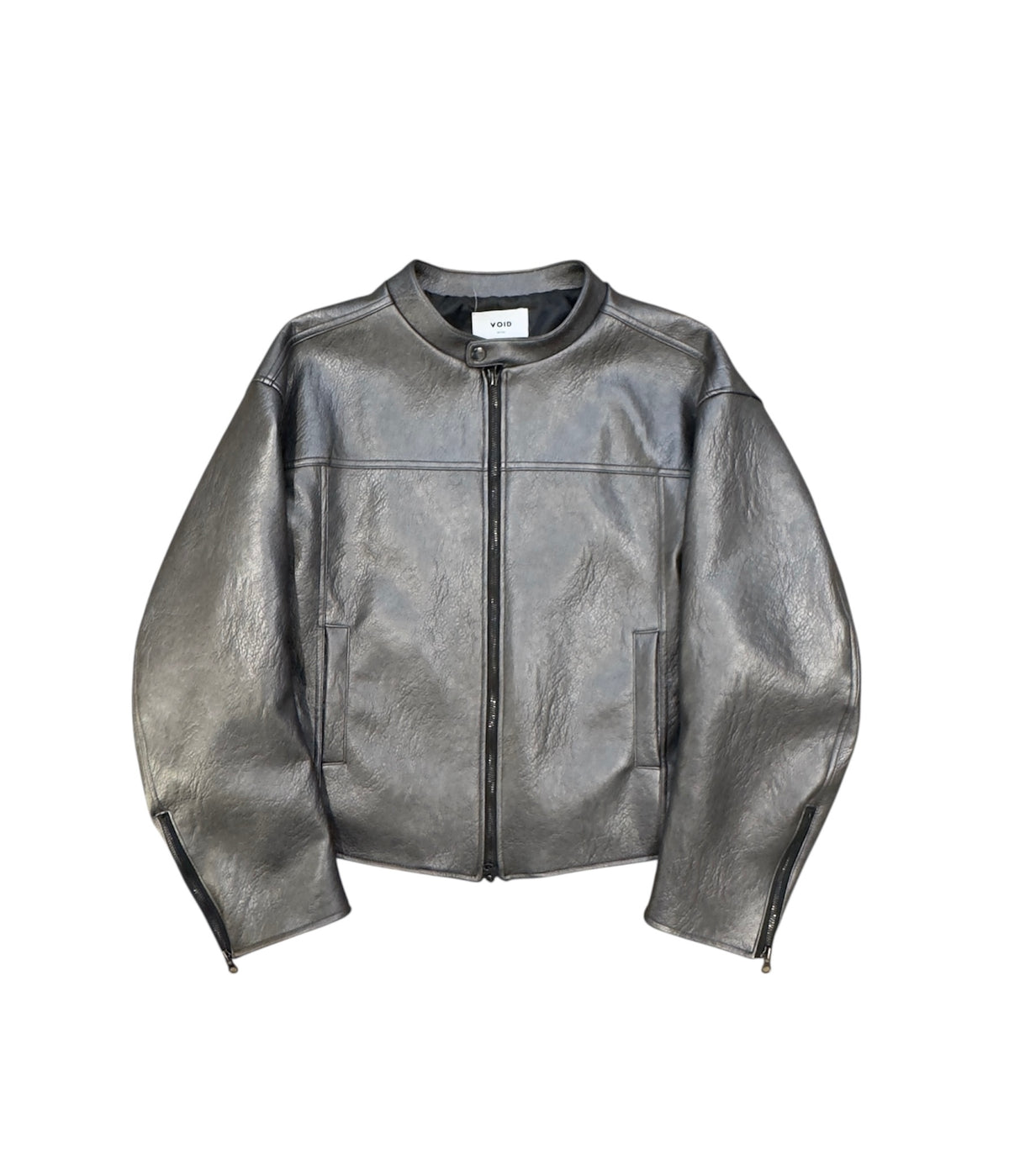 Curved Biker Faux Leather Jacket
