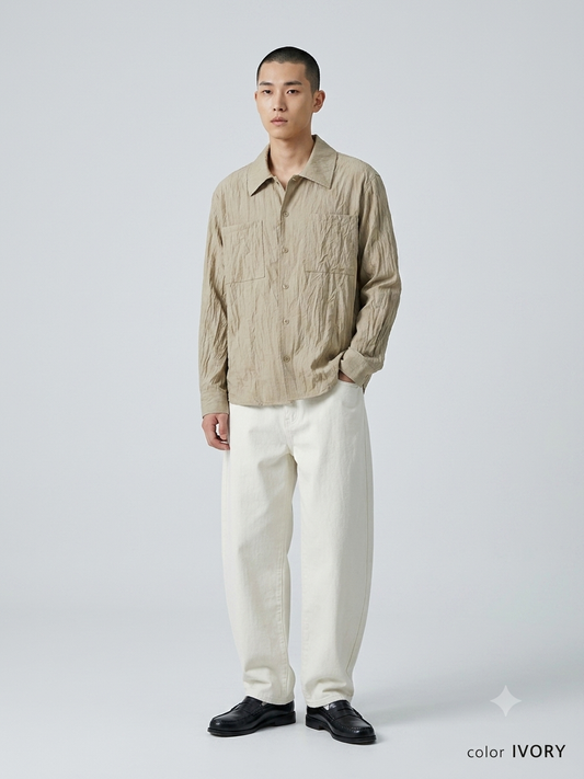 Crinkle Textured Shirt Jacket