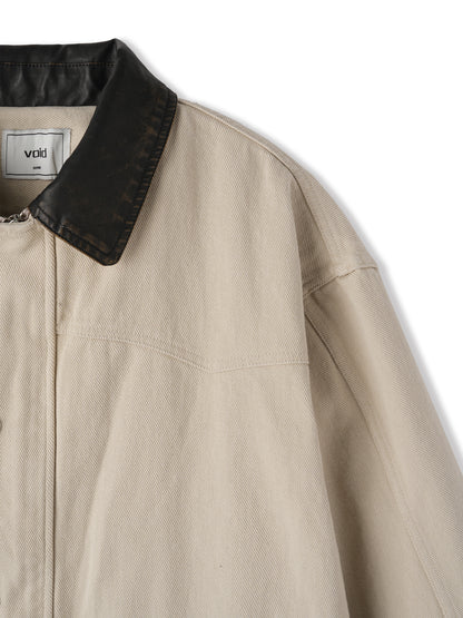 Vintage Western Faux Leather Collar Jacket