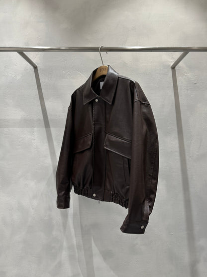 Angle Pocket Faux Leather Jacket