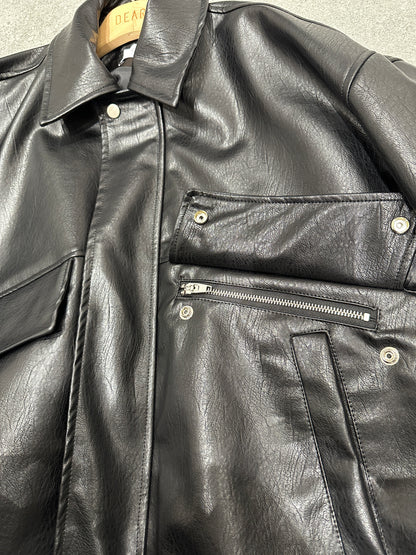 Angle Pocket Faux Leather Jacket