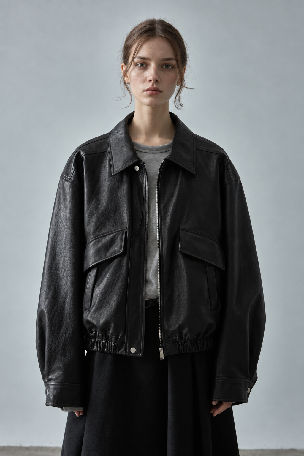 Angle Pocket Faux Leather Jacket
