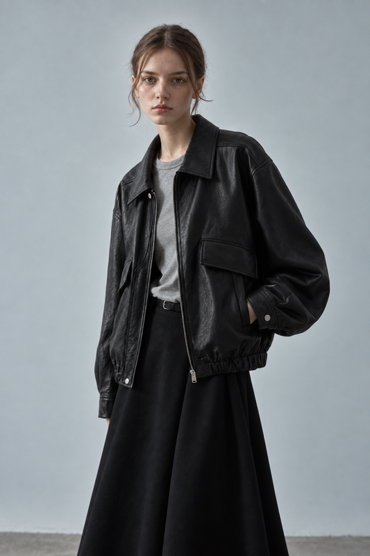 Angle Pocket Faux Leather Jacket