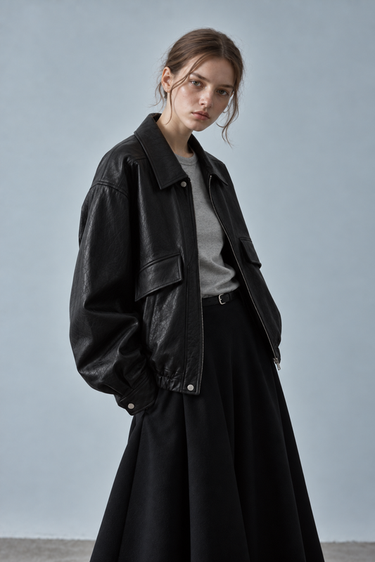 Angle Pocket Faux Leather Jacket
