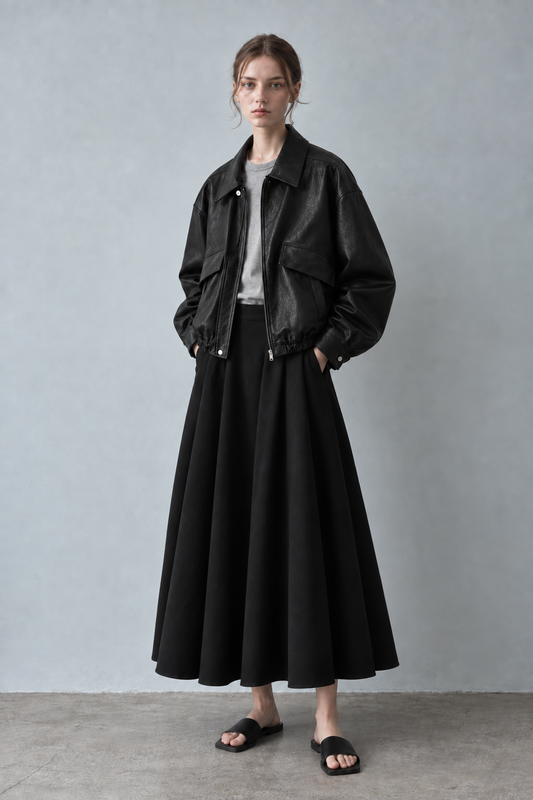Angle Pocket Faux Leather Jacket