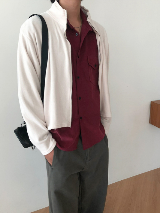 Velvet Zip Cardigan