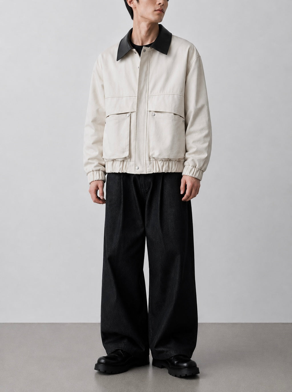 MAGNOLIA Leather Collar Blouson Jacket(アイボリー) 商品画像2/11