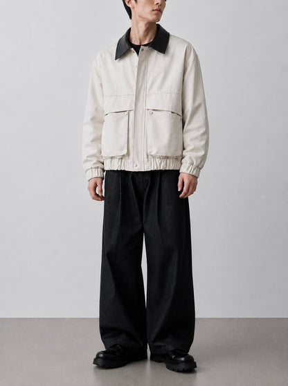 MAGNOLIA Leather Collar Blouson Jacket(アイボリー) 商品画像2/11