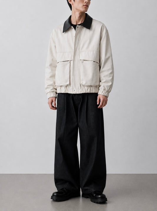 MAGNOLIA Leather Collar Blouson Jacket(アイボリー) 商品画像2/11
