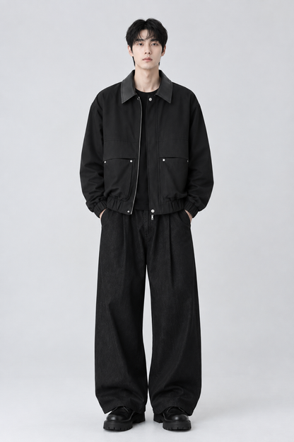 MAGNOLIA Leather Collar Blouson Jacket(アイボリー) 商品画像1/11