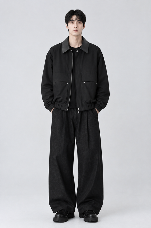 MAGNOLIA Leather Collar Blouson Jacket(アイボリー) 商品画像1/11