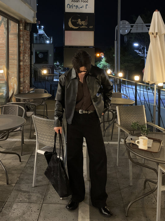 Faux Leather Zip-Up Jacket
