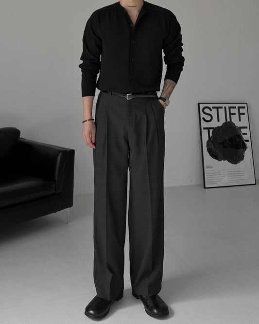 Autumn Check Double Jacket & Slacks Setup