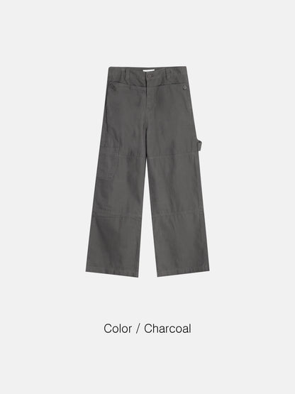 Wide Utility Pants - BLACK / CHARCOAL