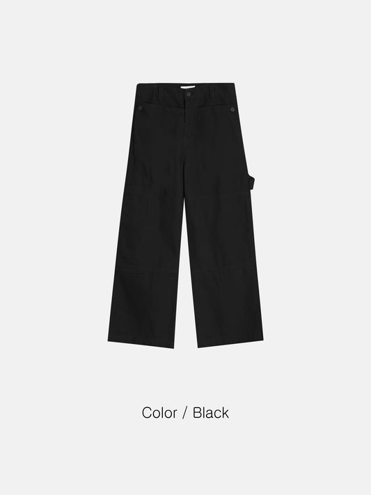 Wide Utility Pants - BLACK / CHARCOAL