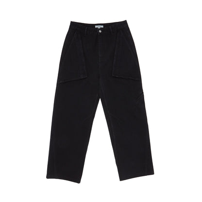 Flap Pocket Wide Pants - BLACK / WHITE